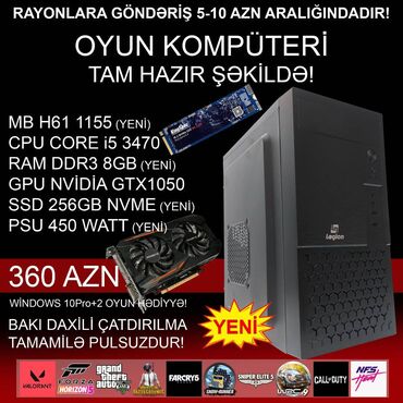 Masaüstü kompüterlər və iş stansiyaları: Oyun üçün Kompüter "Legion Core i5 3470 GTX1050 2GB 256GB NVME” ⭐Tək — 3