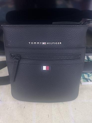 Мужская сумка через плечо Tommy Hilfiger - Материал: черная