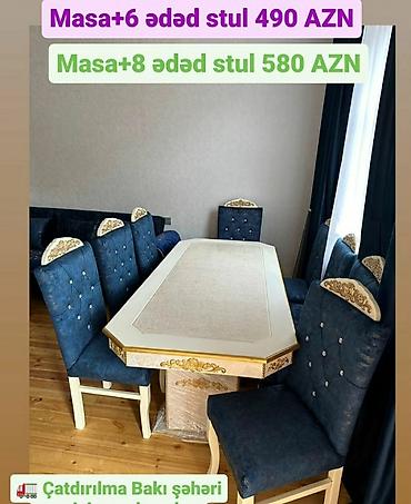 tek termolar: Qonaq otağı üçün, Yeni, Açılmayan, Dördbucaq masa, 6 stul — 2