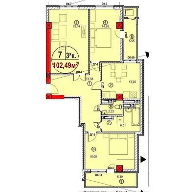 120: 3 комнаты, 103 м², Элитка, 5 этаж, ПСО (под самоотделку) — 3