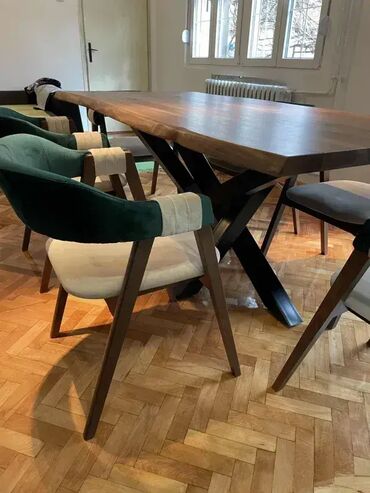 Stolovi: Trpezarijski Sto od Hrasta – Masivno drvo i metal 🪑 Unikatni sto — 5