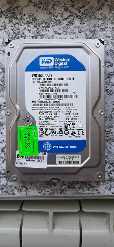 TV və video: Personal kompüter üçün HDD - sərt disk - hard disk 160GB HDD 76% -