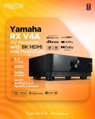 музыкальный центр бу купить: Yamaha RX V4A- 8K AV receiver və MusicCast Yamaha RX V4A audio video