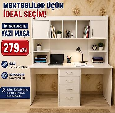 стол для учебы: İkinəfərlik yazı masası – məktəblilər üçün ideal seçim — 1