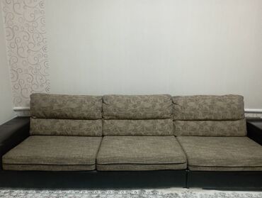 диван софа: Угловой диван, цвет - Коричневый, Б/у