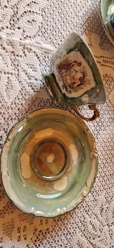 sud ceken: Çay dəsti, rəng - Yaşıl, Farfor, Polşa — 2