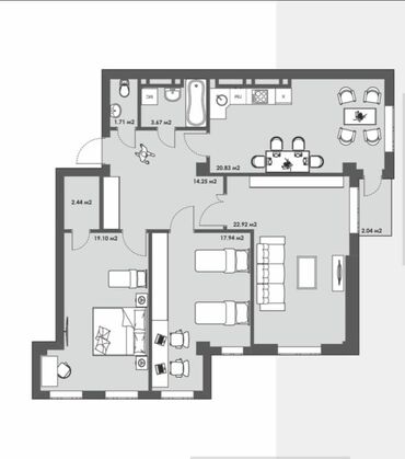 квартира в асанбае: 3 комнаты, 105 м², Элитка, 10 этаж, ПСО (под самоотделку)