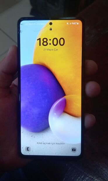 Samsung: Samsung Galaxy A72, 128 GB, rəng - Qara, Qırıq, Sensor, Barmaq izi