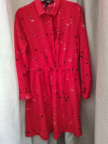 красное платье: Повседневное платье, Осень-весна, Средняя модель, M (EU 38)