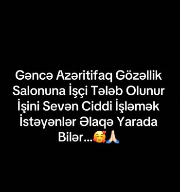 Satış: Qadın saç ustası tələb olunur, Yerin icarəsi, 1-2 illik təcrübə, Rəsmi işədüzəltmə