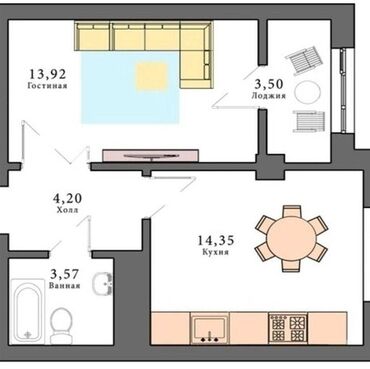 1 комната, 40 м², 5 этаж, ПСО (под самоотделку)