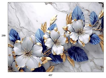 амк декор: 3D фотопанно/фрески для стен с объемными цветами и мраморными фонами — 3