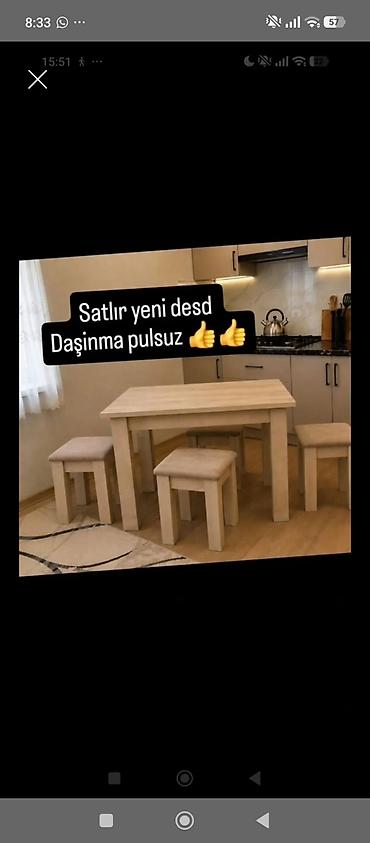 ailə ağacı: Mətbəx üçün, Yeni, Açılmayan, Dördbucaq masa, 4 stul — 1