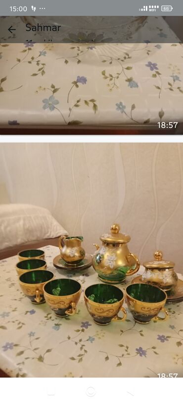 Çay dəstləri və servizlər: Çay dəsti, rəng - Qızılı, Farfor