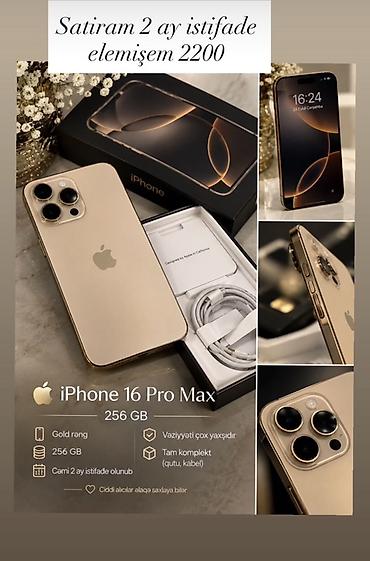IPhone 16 Pro Max, 256 GB, Qızılı, Face ID
