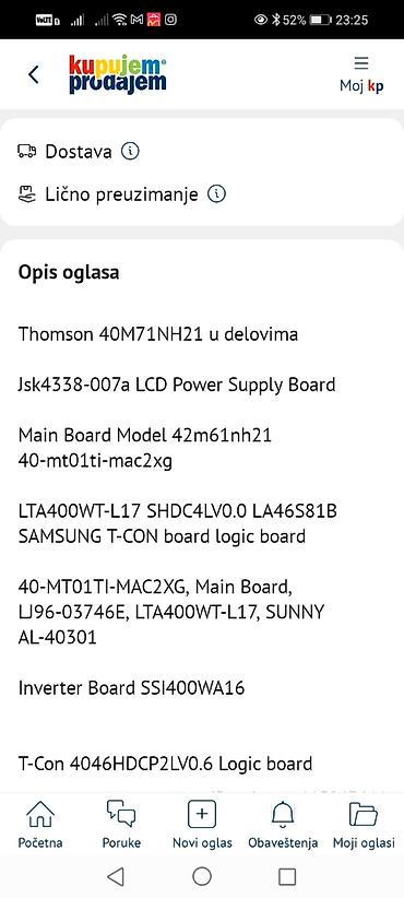 Televizori: Thomson 40M71NH21 – delovi za TV Dostupne ploče i moduli: - Jska LCD — 1