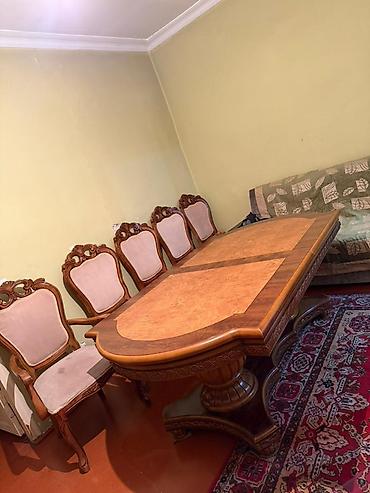 aile agaci: Klassik üslubda massiv ağacdan hazırlanmış yemək otağı dəsti — 1
