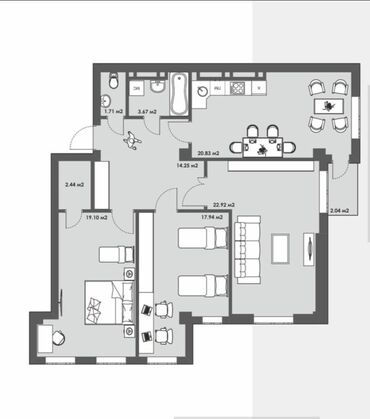 цены на недвижимость в бишкеке 2023: 3 комнаты, 105 м², Элитка, 10 этаж, ПСО (под самоотделку)