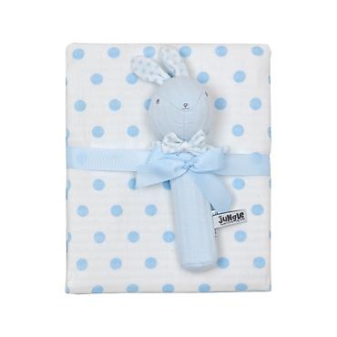 parkside nareznice: Jungle Rabbit set ćebe sa skvikerom – plava boja, dimenzije 100x75 cm — 1