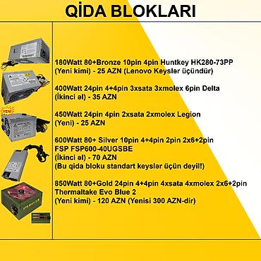 Qida blokları: Qida Blokları ⭐180Watt 80+Bronze 10pin 4pin Huntkey HK280-73PP (Yeni — 13