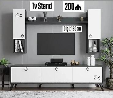 divar polkası: TV stend dəsti - Ölçü: 180 sm (göstərilən) - Qiymət: 200 ₼ — 1
