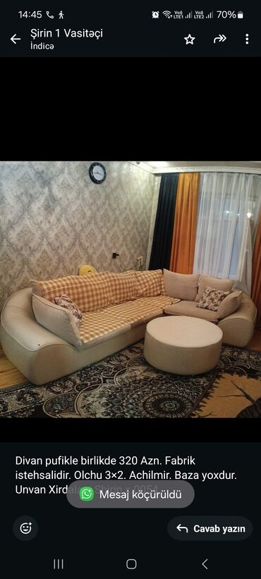 Sifarişlə divanlar: Künc divan, İşlənmiş, Çatdırılma yoxdur