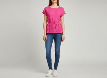 różowe bluzki z krótkim rękawem: Women's blouse, size S