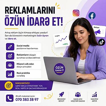 Digər kurslar: Xidmət: “Reklamlarını özün idarə et” praktiki təlimi Təsvir: - — 1
