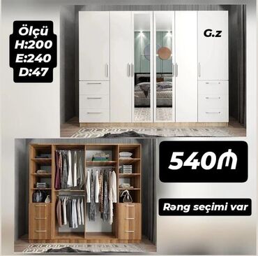 Divanlar: Açılan, 6 qapı Düz dolab, Qarderob, paltar dolabı