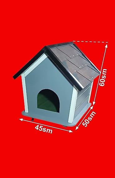 ağ itlər: Ev heyvanları üçün taxta it/qedi evi - Ölçülər: 45 sm (eni) x 50 sm — 1