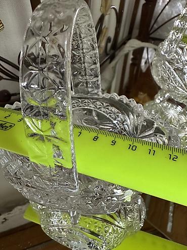 Наборы посуды: Винтажная хрустальная миниатюрная корзиночка с птичками, производство — 8