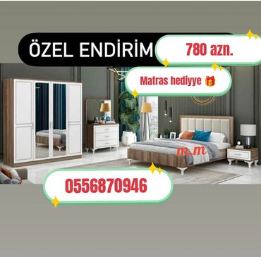 ikinci el pərdələr: İkinəfərlik çarpayı, Dolab, Termo, 2 tumba, Azərbaycan, Yeni