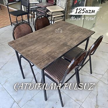 kafe stul: Restoran, kafe, bağ, mətbəx və s üçün masa destleri qiymətlər üzərində — 5