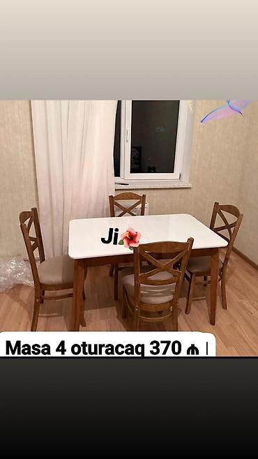 Mətbəx/qonaq otağı üçün yemək dəsti: - 1 ədəd düzbucaqlı masa, parlaq