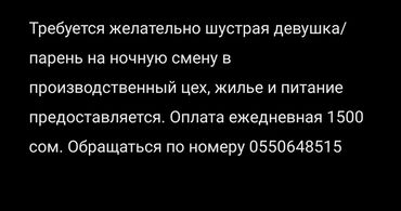 уборщица в школе: Требуется парень/девушка на ночную смену в производственный цех