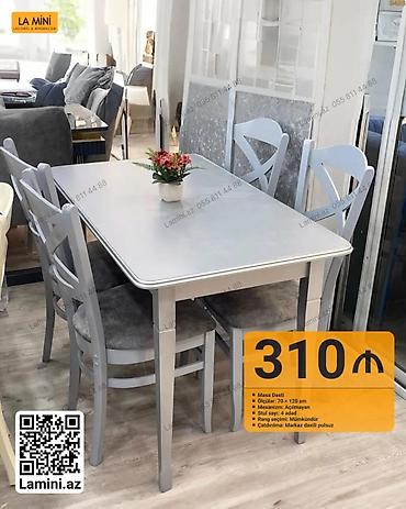 Ev və bağ: Masa dəsti - Tərkibi: 1 masa + 4 ədəd stul - Ölçü: 70 x 120 sm - — 1
