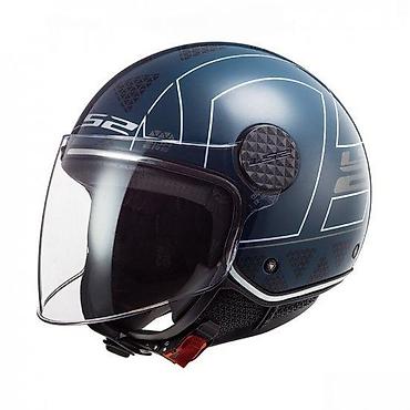 sadale: Otvorena moto kaciga sa vizirom – tamnoplava grafika - Tip — 1