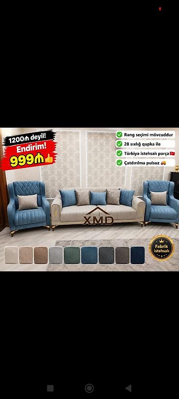 gaming kreslolar: XMD fabrik istehsalı dəst – 1 divan + 2 kreslo - Rəng seçimi — 1