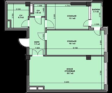 81: 3 комнаты, 81 м², Верхний Джал Элитка, 5 этаж, ПСО (под самоотделку) — 9