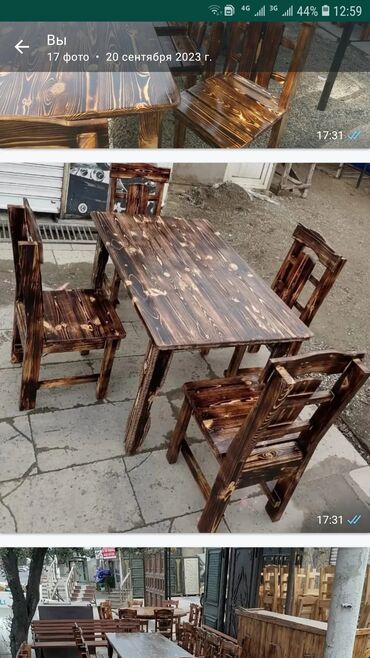 Sifarişlə restoran üçün masa və oturacaq dəstləri: Stullar ilə, Kvadrat masa, 4 nəfər — 3