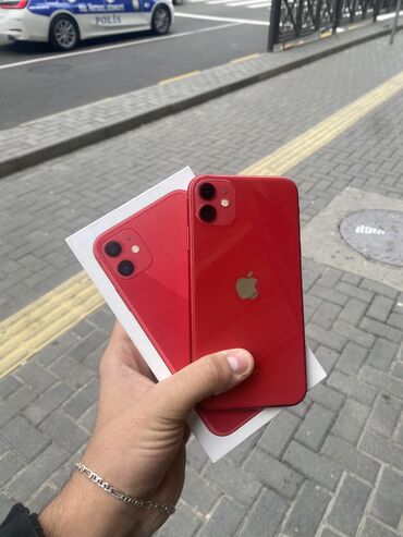 Apple iPhone: IPhone 11, 64 GB, Qırmızı, Zəmanət, Simsiz şarj, Face ID