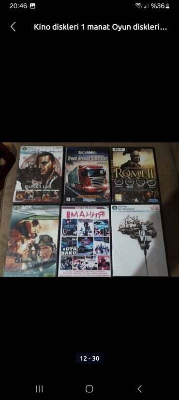 CD, DVD disklər və kassetlər: 30 azn 100 film diskler — 20