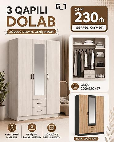 3 qapılı dolab – G_1 modeli Zövqlü dizaynı və geniş daxili həcmi ilə lalafo.az -da 3 qapılı dolab – G_1 modeli Zövqlü dizaynı və geniş daxili həcmi ilə