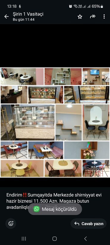 Divan və kreslo dəstləri: Endirim‼️Sumqayitda Merkezde shirniyyat evi hazir biznesi 11.500 Azn