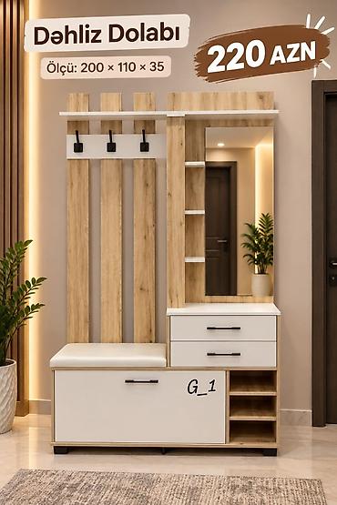 Dəhliz Dolabı – 220 AZN Ölçü: 200 × 110 × 35 sm - Açar, çanta və üst
