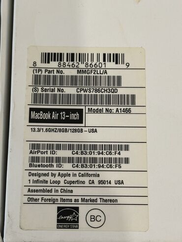 Apple MacBook: İşlənmiş Apple MacBook, 13.3 ", Intel Core i5, 128 GB, Ünvandan götürmə — 9