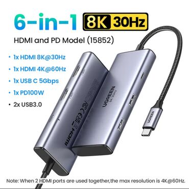 usb концентратор: USB C концентратор UGREEN 8K30Hz 4K60Hz USB C адаптер для Macbook iPad
