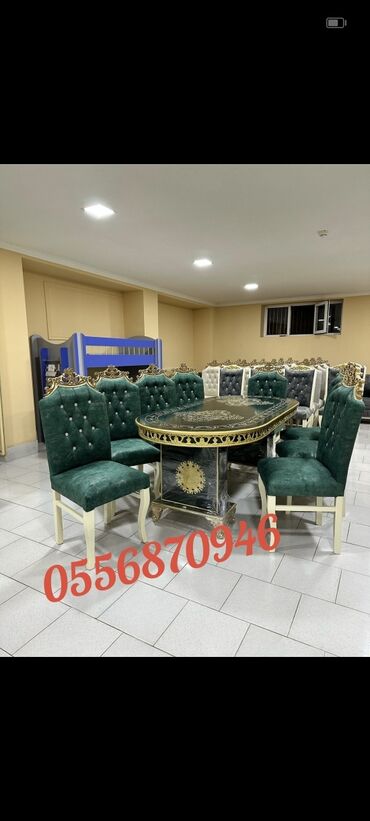 Masa və oturacaq dəstləri: Qonaq otağı üçün, Yeni, Açılmayan, Dördbucaq masa, 6 stul — 26