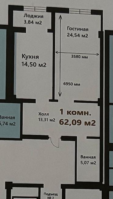 5: 1 комната, 62 м², 10 этаж, Дизайнерский ремонт — 3