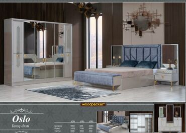 спални мебеллар: Двуспальная кровать, Шкаф, Трюмо, 2 тумбы, Турция, Новый